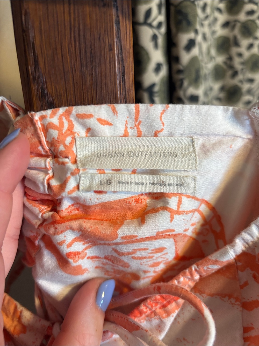 Urban Outfitters Orange and White Puff Sleeve Tie-Front Mini Dress - Picture 3 of 3